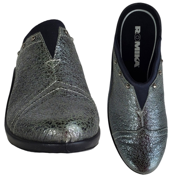 New Romika mokassetta 271 silver studs dots slide on mules - Picture 6 of 13